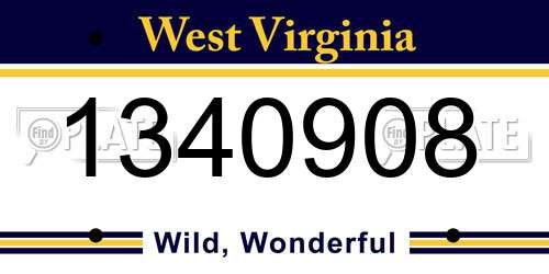 1340908 West Virginia License Plate