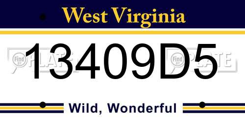 13409D5 West Virginia License Plate
