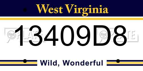 13409D8 West Virginia License Plate