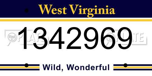 1342969 West Virginia License Plate