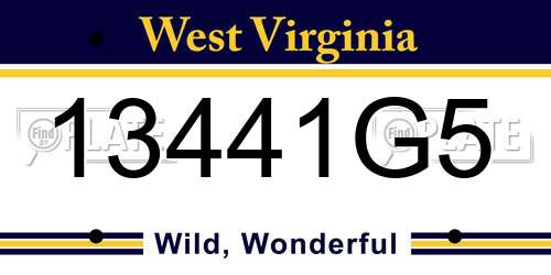 13441G5 West Virginia License Plate