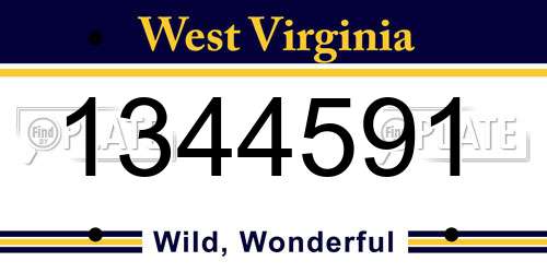 1344591 West Virginia License Plate