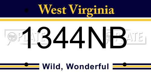 1344NB West Virginia License Plate