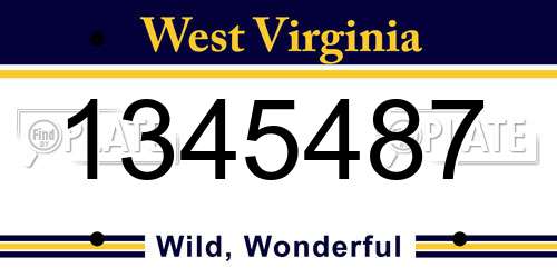 1345487 West Virginia License Plate