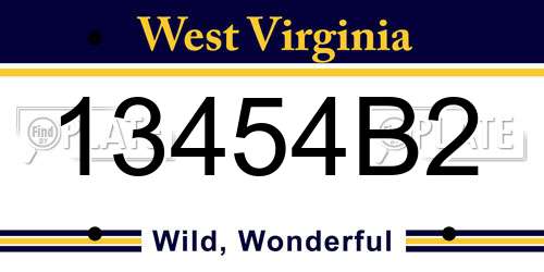 13454B2 West Virginia License Plate