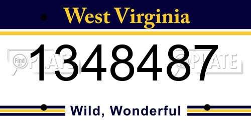 1348487 West Virginia License Plate