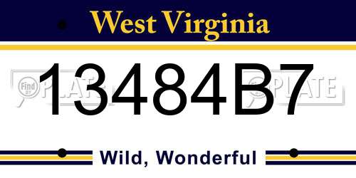 13484B7 West Virginia License Plate