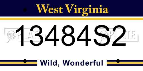 13484S2 West Virginia License Plate