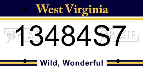 13484S7 West Virginia License Plate