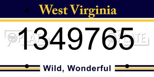1349765 West Virginia License Plate