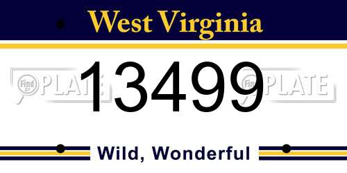 13499 West Virginia License Plate