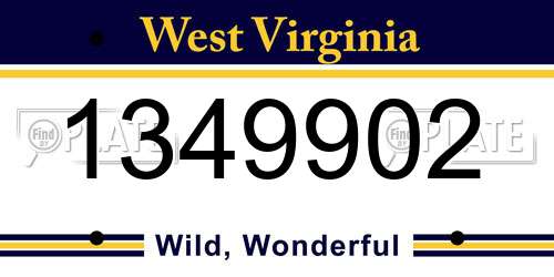 1349902 West Virginia License Plate
