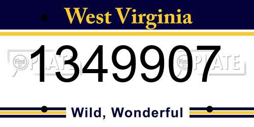 1349907 West Virginia License Plate