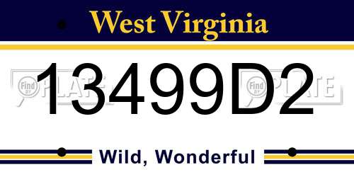 13499D2 West Virginia License Plate