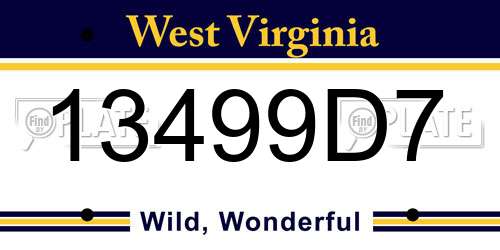 13499D7 West Virginia License Plate