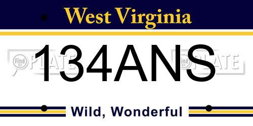 134ANS West Virginia License Plate