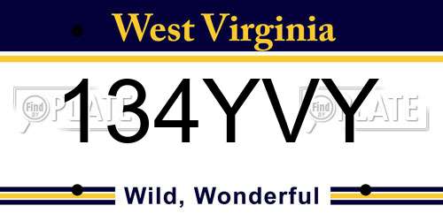 134YVY West Virginia License Plate