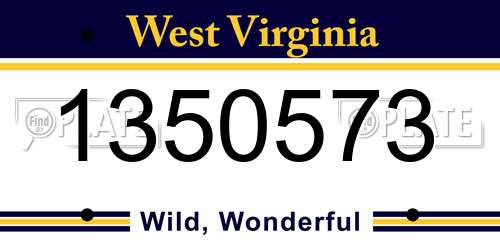 1350573 West Virginia License Plate