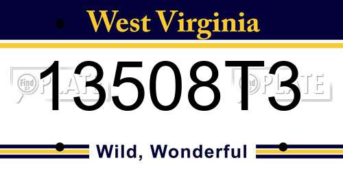 13508T3 West Virginia License Plate