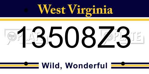 13508Z3 West Virginia License Plate