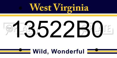 13522B0 West Virginia License Plate