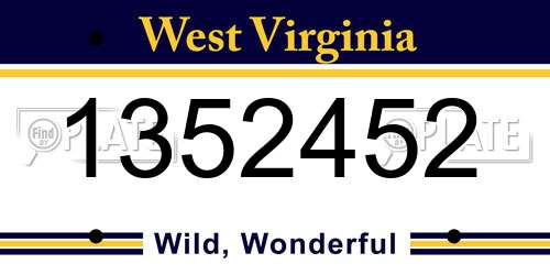 1352452 West Virginia License Plate