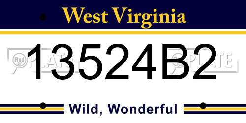 13524B2 West Virginia License Plate