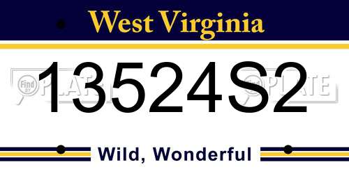 13524S2 West Virginia License Plate
