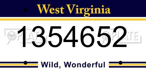 1354652 West Virginia License Plate