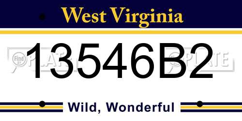 13546B2 West Virginia License Plate