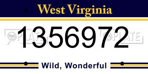 1356972 West Virginia License Plate
