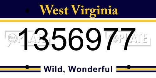 1356977 West Virginia License Plate