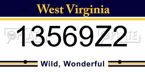 13569Z2 West Virginia License Plate