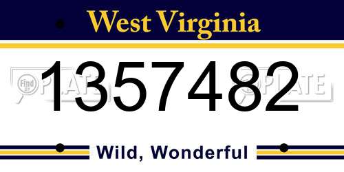 1357482 West Virginia License Plate