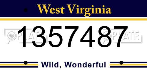 1357487 West Virginia License Plate