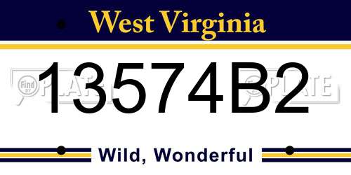 13574B2 West Virginia License Plate