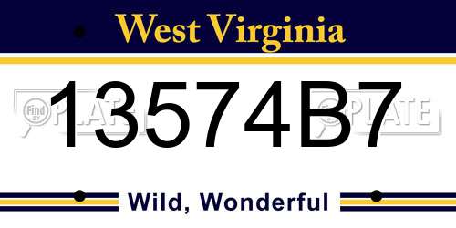 13574B7 West Virginia License Plate