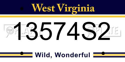13574S2 West Virginia License Plate