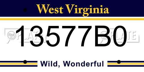 13577B0 West Virginia License Plate