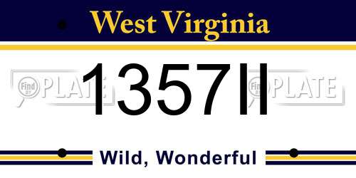 1357II West Virginia License Plate