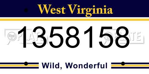 1358158 West Virginia License Plate