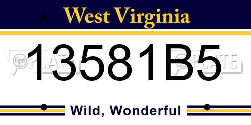 13581B5 West Virginia License Plate