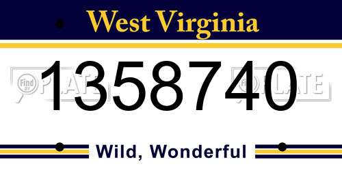 1358740 West Virginia License Plate