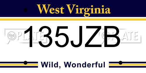 135JZB West Virginia License Plate