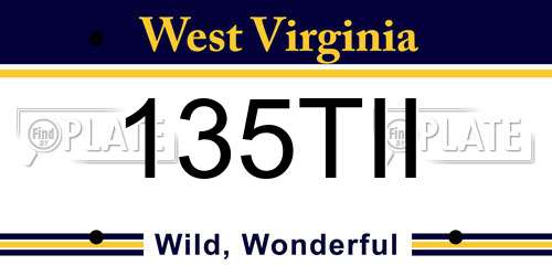 135TII West Virginia License Plate