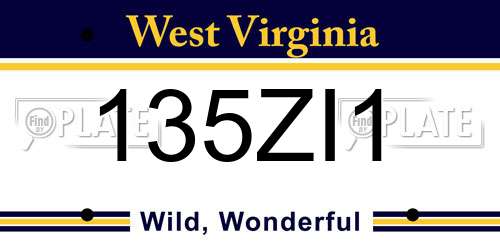 135ZI1 West Virginia License Plate