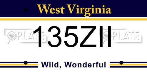 135ZII West Virginia License Plate