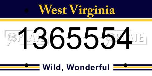 1365554 West Virginia License Plate