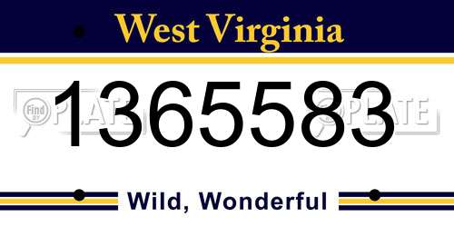 1365583 West Virginia License Plate
