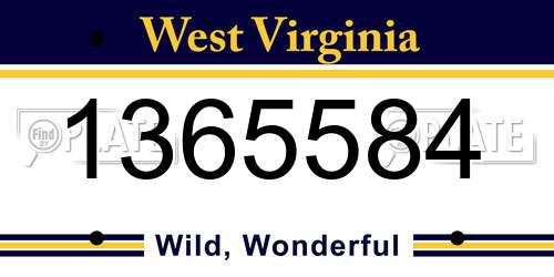 1365584 West Virginia License Plate